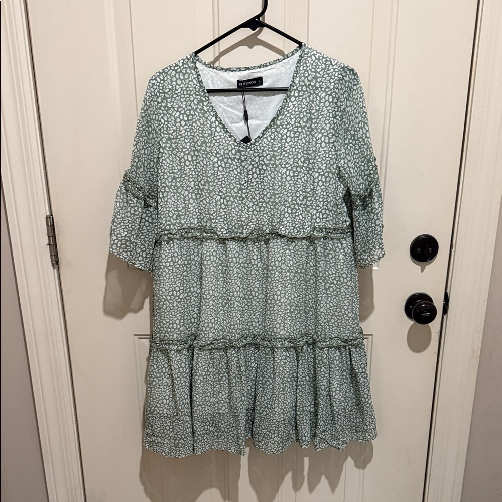 Green Patterned Midi Dress